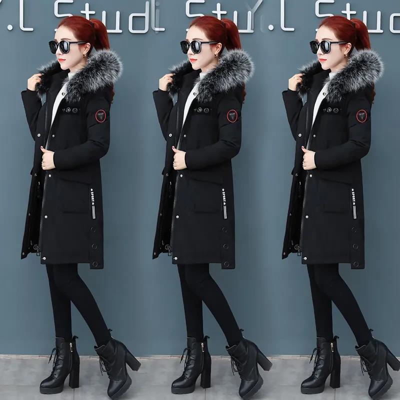 Winter Down Jacket with Hooded Faux Fur Collar Warm and Windproof Jacket Oversized Down Jacket with Cotton Padded Parka