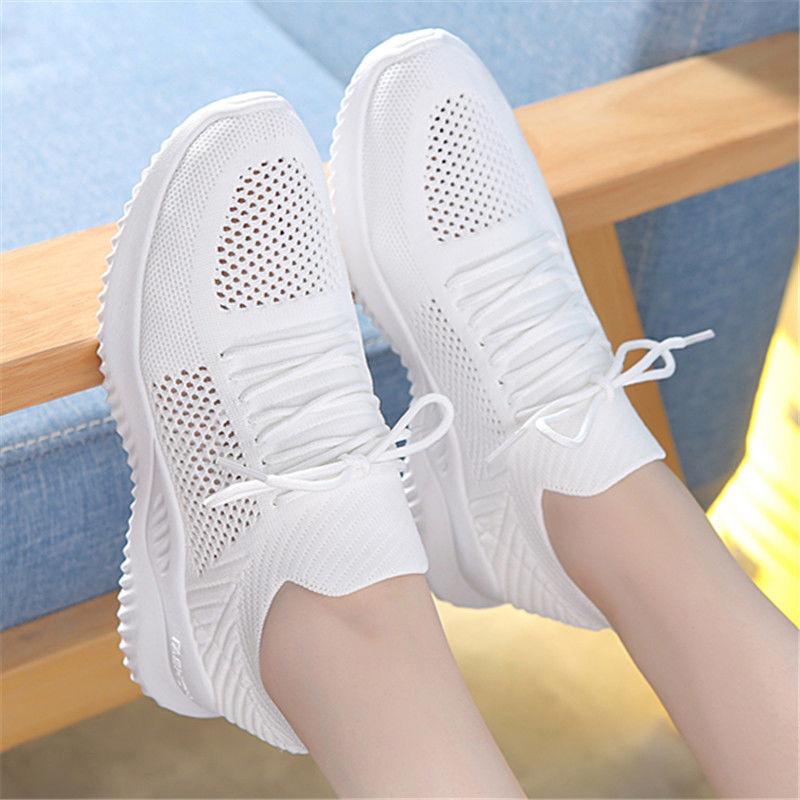 Ladies Flying Woven Sports Shoes Spring and Autumn Mesh Breathable Casual Shoes Non-slip Lightweight Running Shoe
