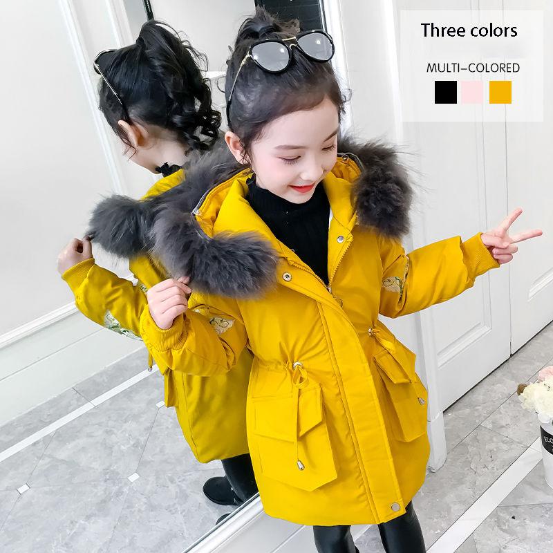 Children's Padded Warmer Girls' Cotton-padded Clothes Winter Clothes Children's  Padded Clothes Little Girls Mid-length Coats  Padded Jackets