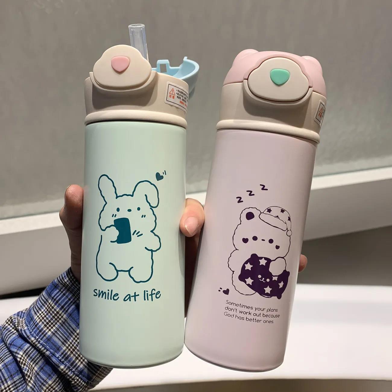 Insulation Cup Girl Heart Student Korean Version of Cute Ins Niche Water Cup Simple High-value Creative Children's Portable Cup