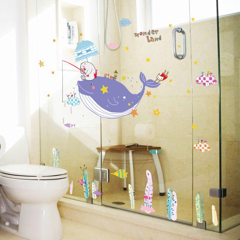 [Wall sticker ]Underwater World Cartoon Dolphin Fish Wall Stickers For Kids Rooms Bathroom Tile Wate