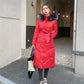 Women's Winter Korean Style Loose Quilted Coat Warm Stand-up Collar Down Jacket Women's Bright Face Long Down Jacket