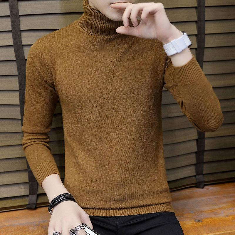 Autumn and Winter Men's Slim Turtleneck Sweater Thickening Trend Youth Sweater