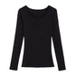 Women's Spring and Autumn Thin Bottoming Shirt Round Neck Solid Color Long Sleeve T-shirt
