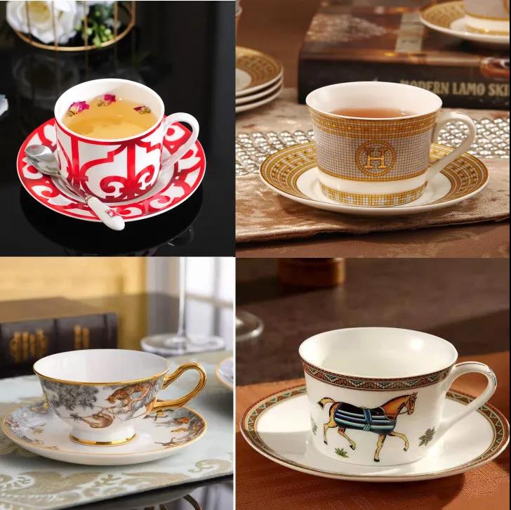 High-end Coffee Cup Mascot European Bone China Home Coffee Cup and Saucer Set British Afternoon Tea Cup Luxury Gift