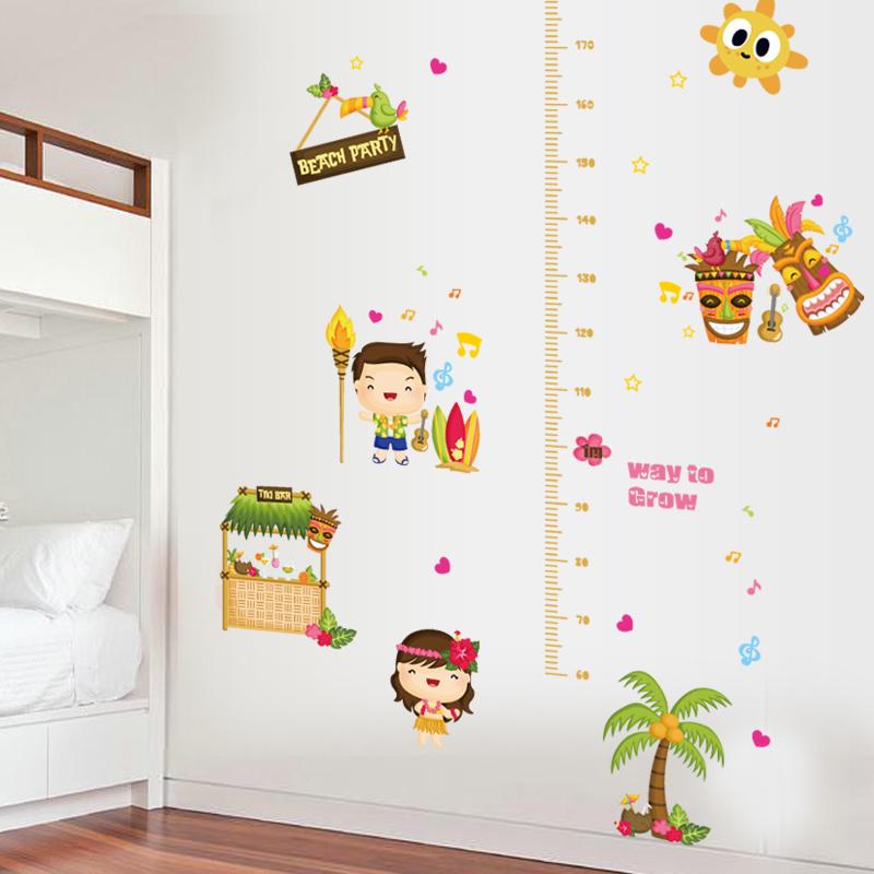 [Wall stickers] DIY beach party children height measurement wall stickers for kids rooms nursery bed