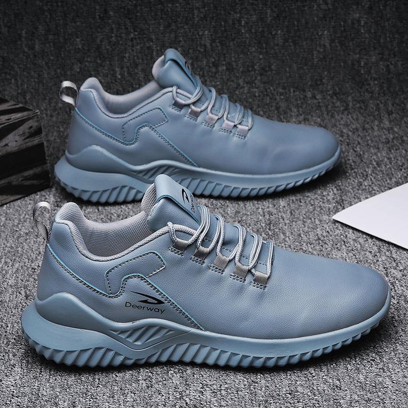 Men's Sneakers Fashion Versatile Running Shoes Lightweight Leather Surface Waterproof Skid Plate Shoes