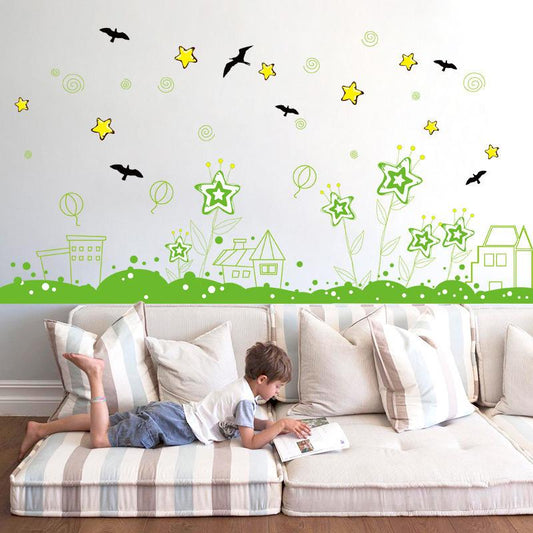 Five-pointed star garden skirting wall stickers room decoration kindergarten classroom wallpaper