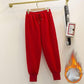 Autumn and Winter Bundle Feet Plus Velvet Sweatpants Women's Ninth Casual Pants All-match Thin Harem Sports Pants Loose