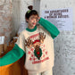 Christmas Sweater Women's Loose Color Matching Cartoon Printed Pullover Knitted Tops