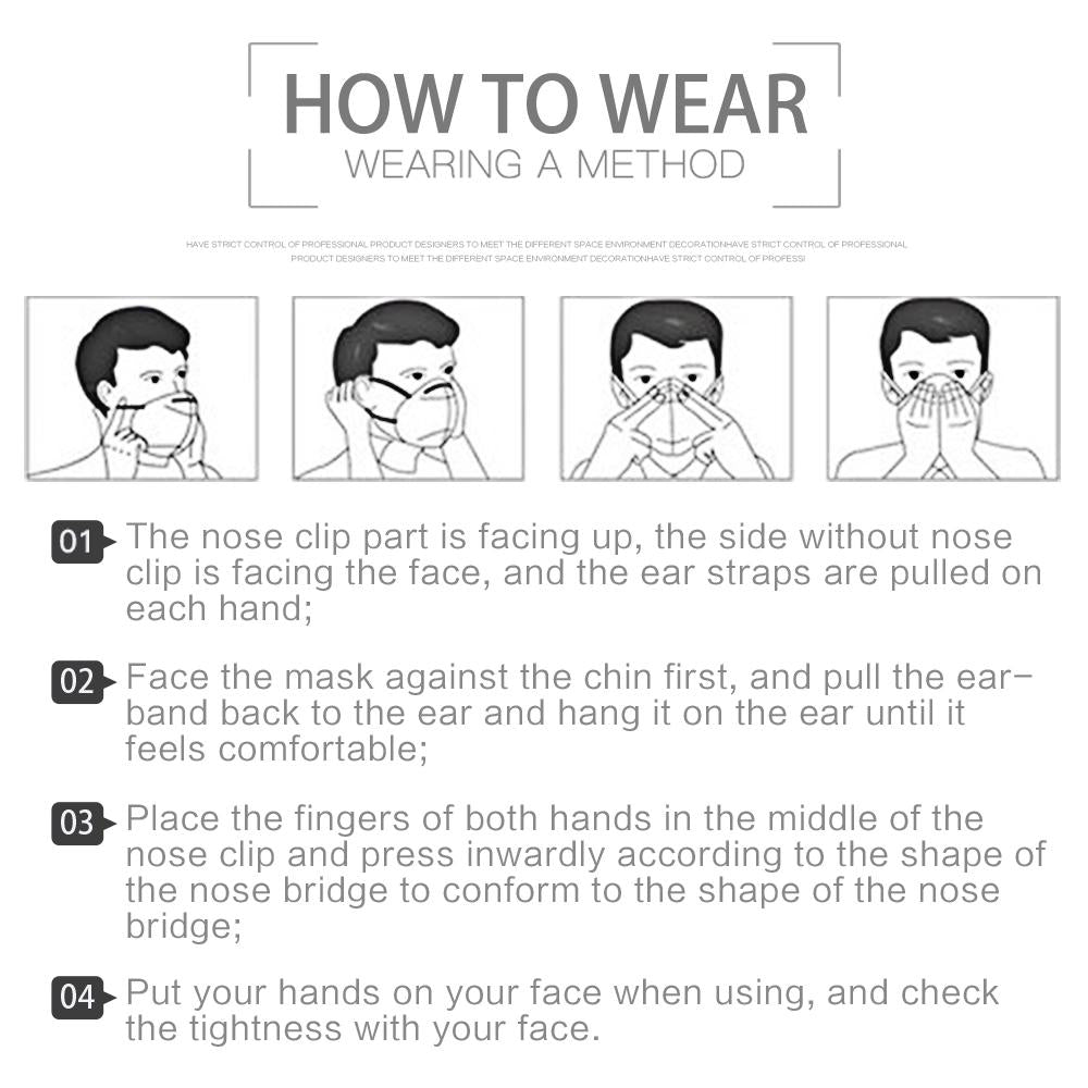 KN95 Face Mask Anti Dust Bacterial N95 Mask 4-Layer PM2.5 Dustproof Protective Filtration  95%  KN95