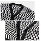 Geometric Cardigans Women Sweaters Autumn Winter Fashionable V-Neck Cardigans Single Breasted Loose