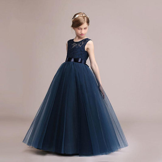 Little Flower Girl Princess Dress Girls Fluffy Yarn Host Piano Performance Clothing Children's Wedding Birthday Evening Dress