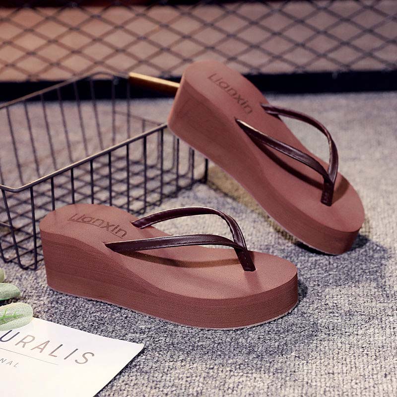 Flip-flops Female Version of All-match Casual Fashion Thin Belt Sponge Cake Sandals and Slippers Female Summer Flip-flops Non-slip Soft Beach Shoes