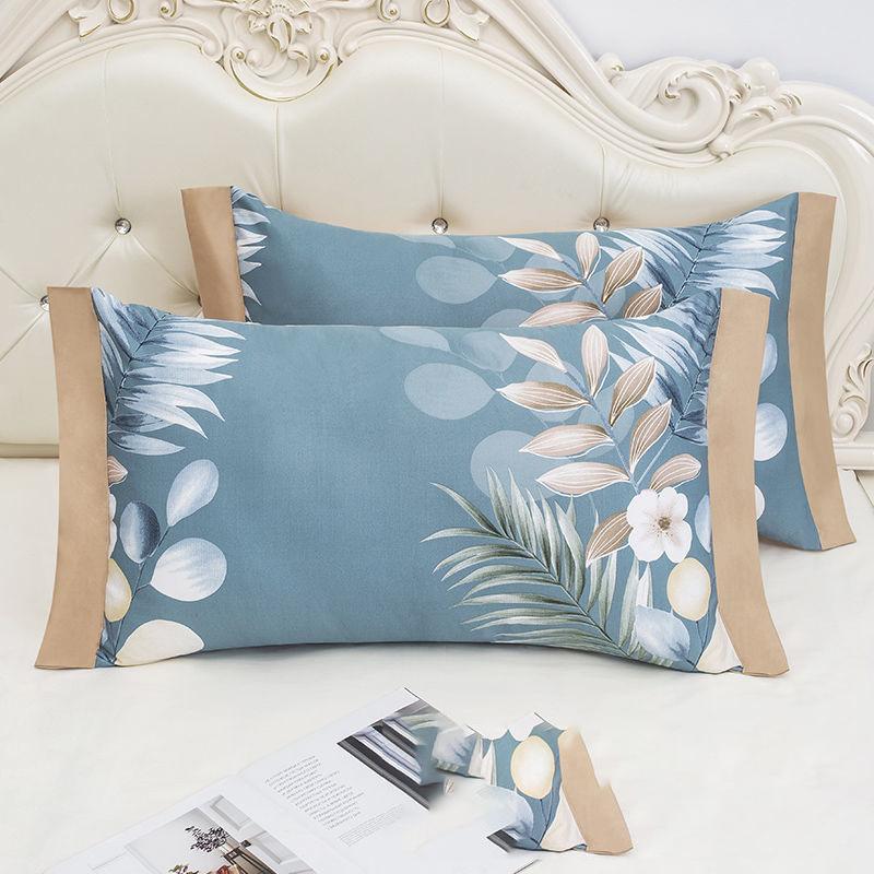 A Pair of Ice Silk Pillowcases Simple Patterned Style Summer Cute Tencel Cool Pillow Core Set Can Be Washed