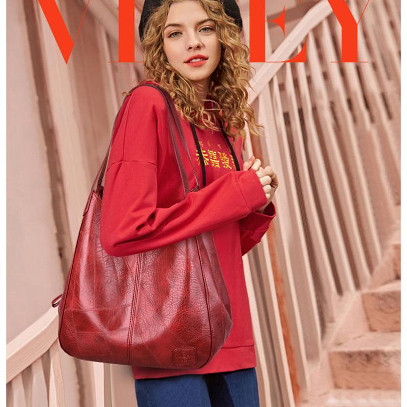 PU Dumplings Solid Color Lady Women Bag Retro Shoulder Bag Large Capacity Handbag