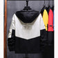 Men's Spring and Autumn Coat Sportwear Jacket Korean Trend Colorblock Print Hooded Jacket Loose Casual Bomber Jacket