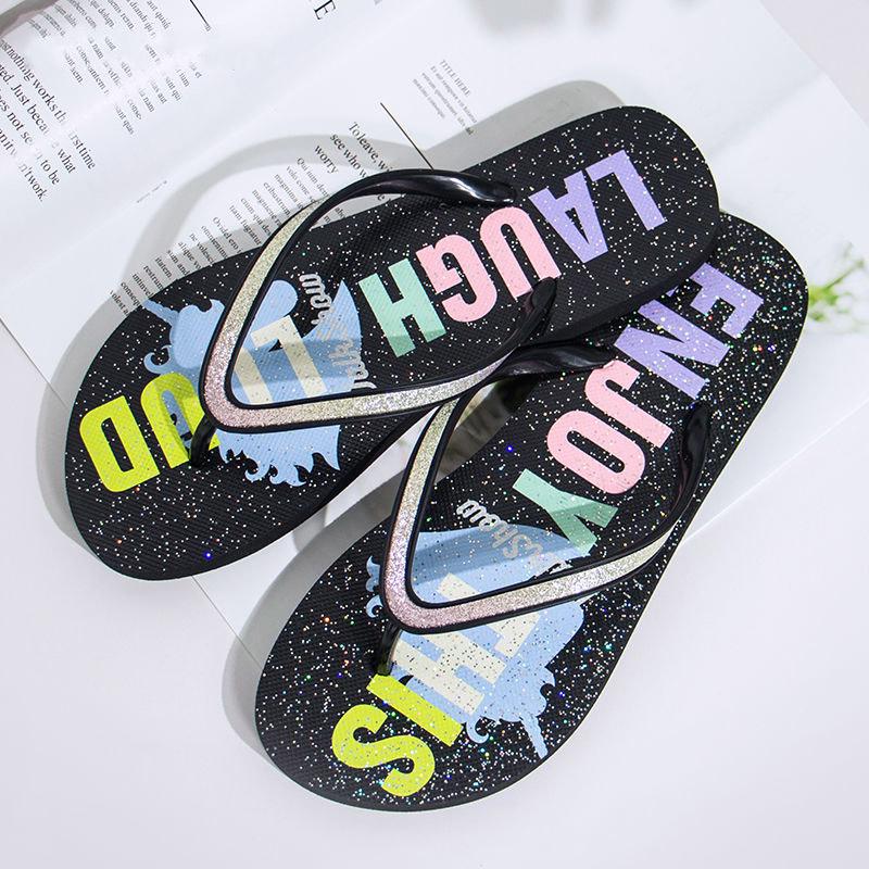 Flip-flop female summer fashion wear personality student non-slip beach versatile flat slippers