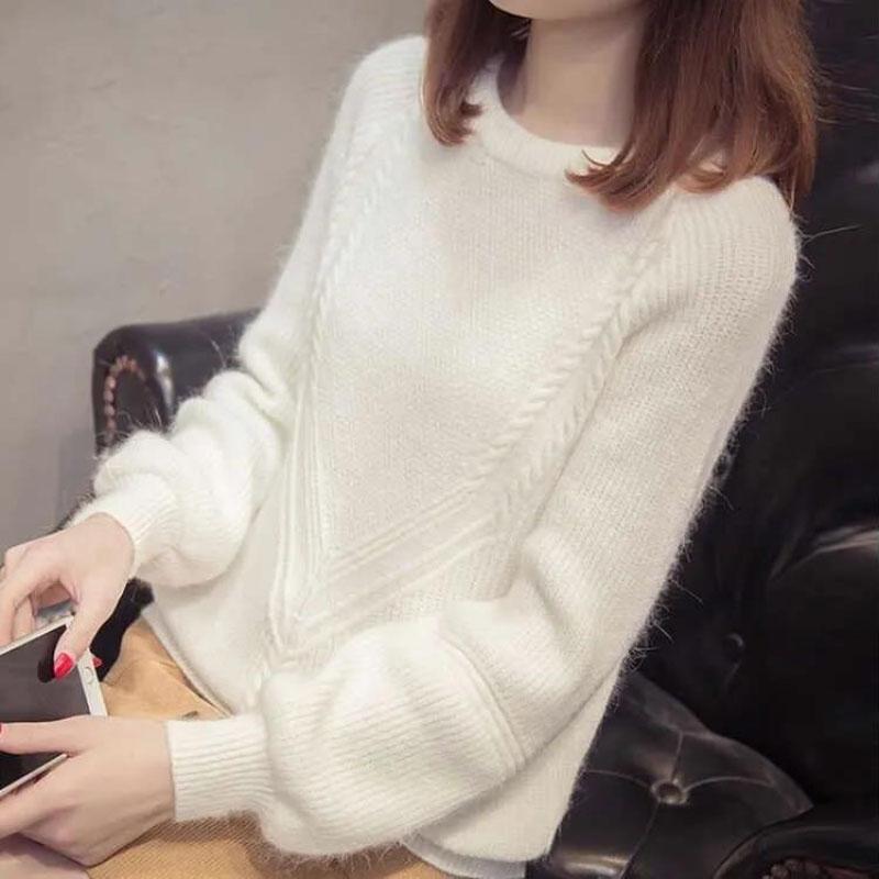 Autumn/winter Sweater Women's Pullover Short Loose and Thin Korean Fashion All-match Long-sleeved Knitted Bottoming Shirt
