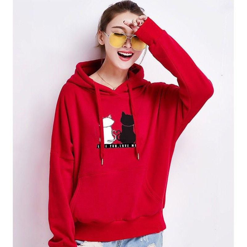 Women's Plush Thick Sweater Autumn and Winter Loose Korean Version of The Wild Student Casual Hooded Sweater Lazy Style Women's Jacket