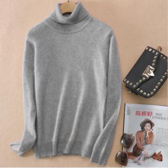 Pofulove Multi-color Women Base Sweater Turtleneck Knitting Casual Mink Cashmere Pullover Top Jumper