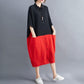 WTEMPO Plus Size Women Dress Summer Turn-down Collar Long Dress Casual Mid-calf Length Color Block Button