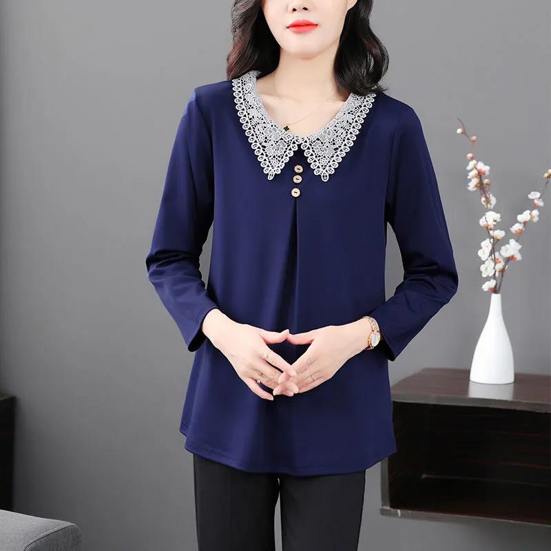 Spring and Autumn Long-sleeved T-shirt Loose Solid Color Top Casual Round Neck Bottoming Shirt