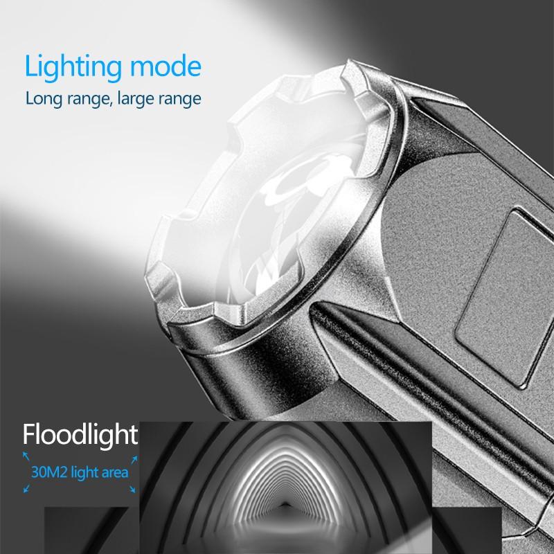 Super Bright 2000mAh ABS Strong Light Focusing Led Flashlight Outdoor Portable Home Built-in Battery Rechargeable Torch