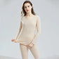 Women Autumn Clothes Winter Thermal Underwear O-neck Tops Pants Female Tight Suit Thicken Windproof Soft Lining Long Sleeve High Elasticity Slim