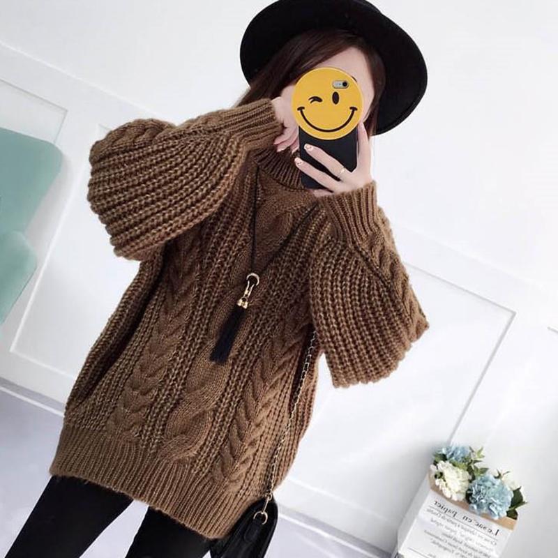 Autumn and Winter Retro Turtleneck Sweater Korean Lantern Sleeve Loose Top Fashion Casual Women Sweater