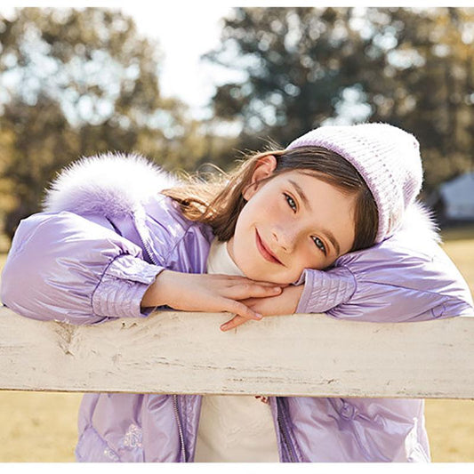 Girls' Warm Down Jacket Thick and Windproof Mid-length Coat Korean Style Over-the-knee Winter Coat