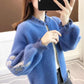 Imitation Mink Velvet Embroidered Ruffled Cardigan Women's Spring and Autumn Style Lazy Style Loose Sweater Zipper Long-sleeved Knitted Jacket