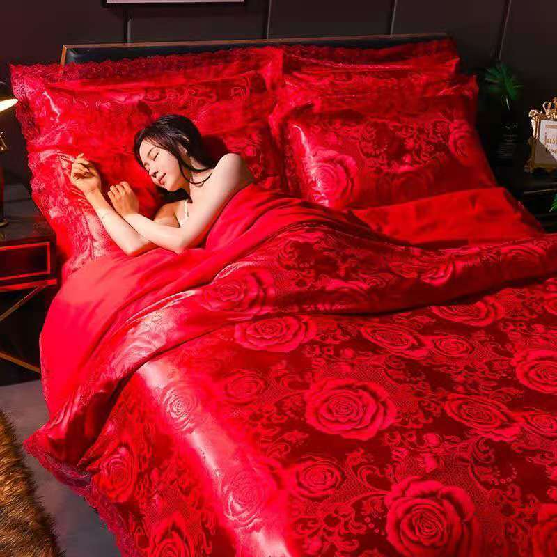 Luxury  Bedding Sets Bed Sheet Jacquard Duvet Cover Pillowcase Queen King Size Home Textile
