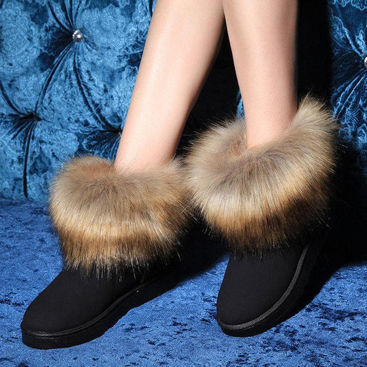 Flip Wool Snow Boots Women Waterproof Frosted Large Cotton Plus Velvet Thick Warm Women's Cotton Shoes
