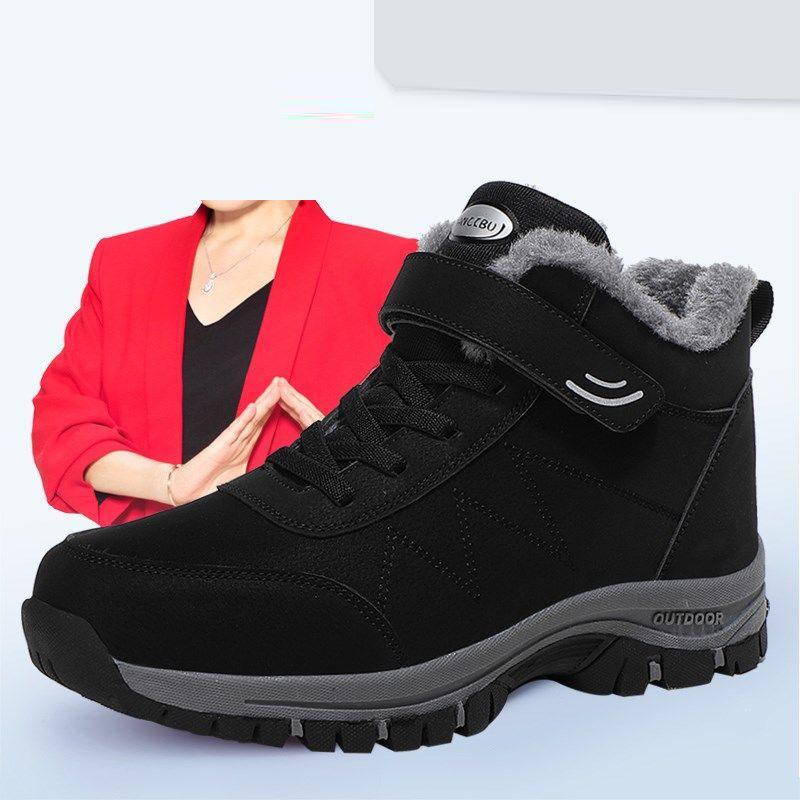 Elderly Shoes Cotton Shoes Winter Plus Velvet Waterproof Non-slip Thick Snow Boots Hiking Shoes Female
