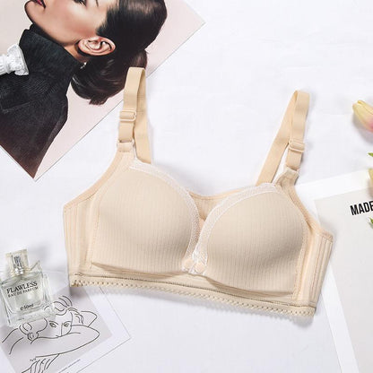 Breast Feeding Underwear Front Open Button Strapless Type Gathering Without Steel Ring Comfortable Non Slip Breast Feeding Postpartum Breast Milk Bra