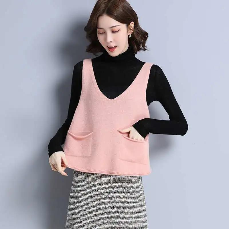 Women's Autumn and Winter Sweater Vest Vest Loose Large Size Short Sleeveless Sweater Outer Wear Vest Women