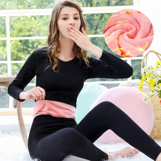 Thermal Underwear Women's Thickening Plus Velvet Suit Tight-fitting Autumn Clothes Long Trousers Base Body Cotton Sweater Winter