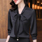 Bow Knot Streamer Bottoming Shirt Top Women's Spring and Summer Fashion Professional Temperament Blouses
