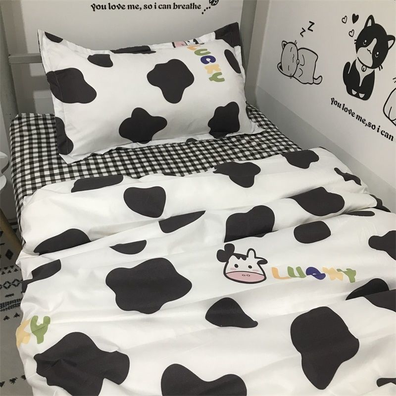 Simple Girl Heart Strawberry Sweetheart Single Three-piece Quilt Cover Student Dormitory Three-piece Single Bed