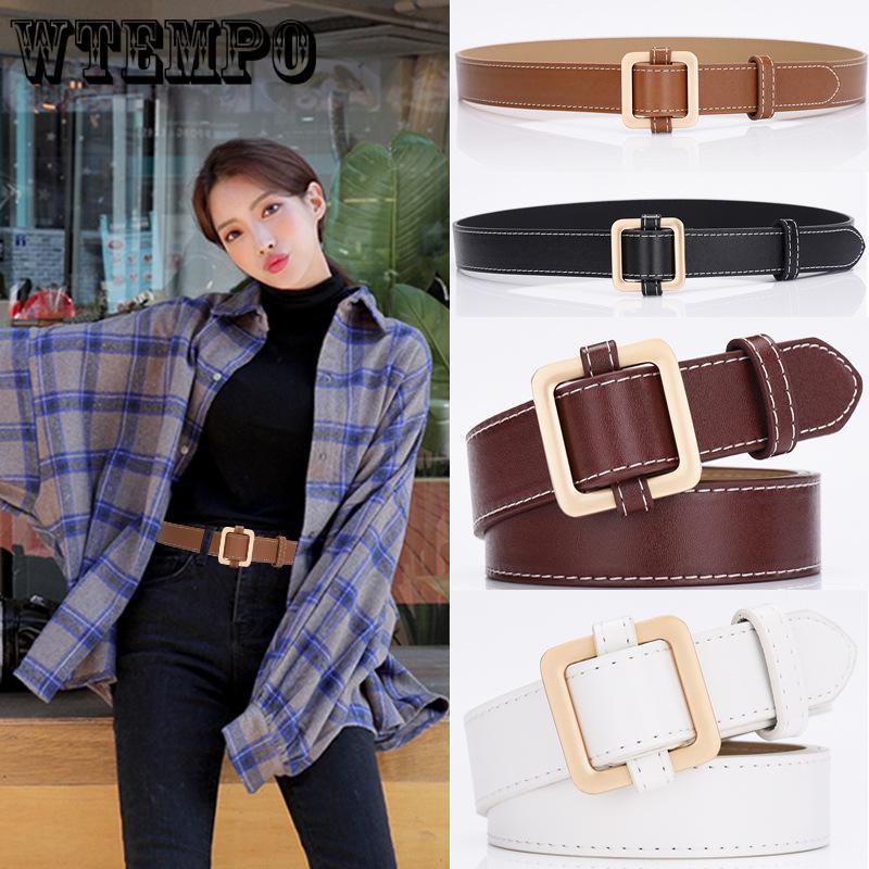 Women Girl Fashion Black PU Leather Belt High Quality Dress Jeans Belts