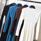 Casual Knitted Bottoming Shirt Mink Sweater Long Sleeve O-Neck Pullover Winter Long Dress