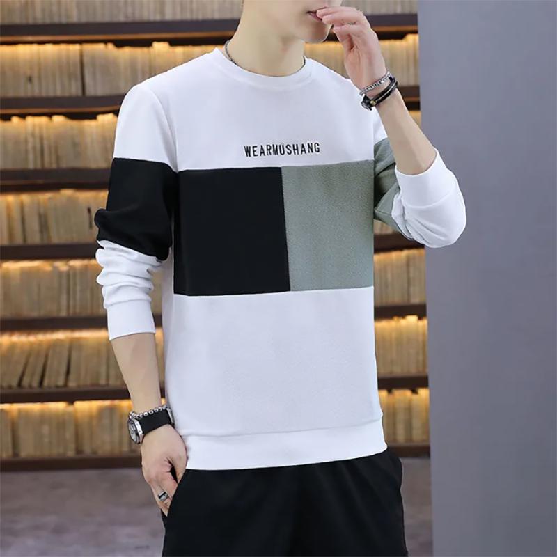 Autumn and Winter Men's Sweater Long-sleeved Men's Korean Style Slim Round Neck Plus Velvet Bottoming Sweatshirts