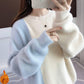 Autumn and Winter Mixed Color Coat Non-shedding Round Neck Thick Sweater Fashion Casual Top
