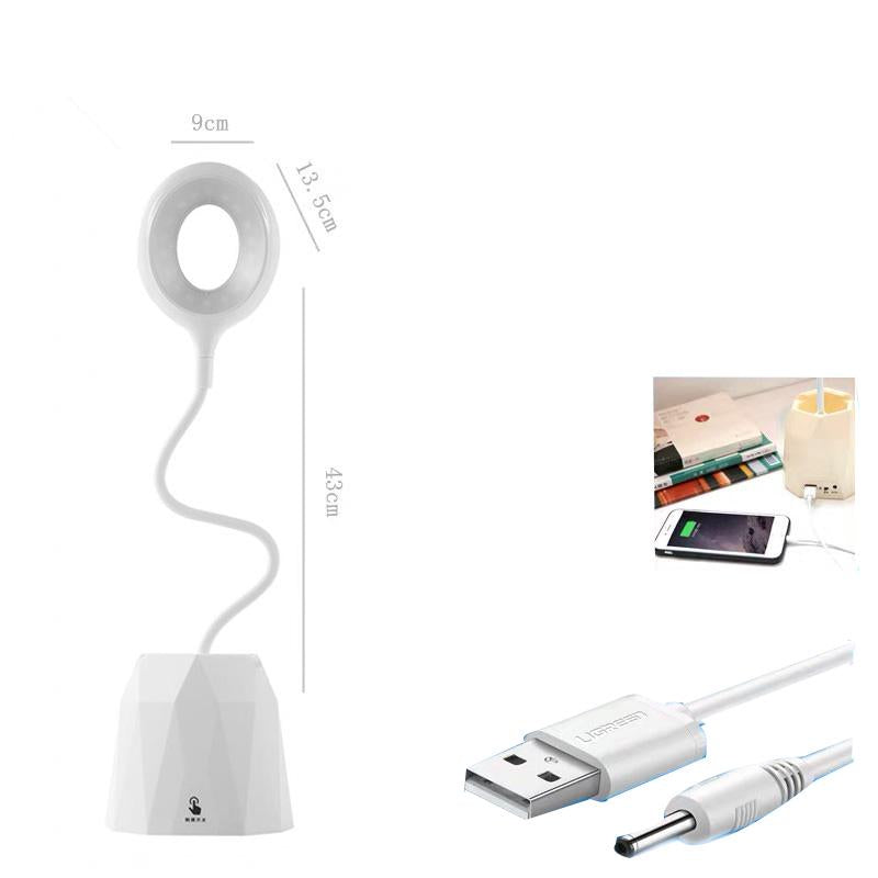 USB Rechargeable LED Desk Lamp Touch Dimming Adjustment Table Lamp for Reading Study Bedside Bedroom