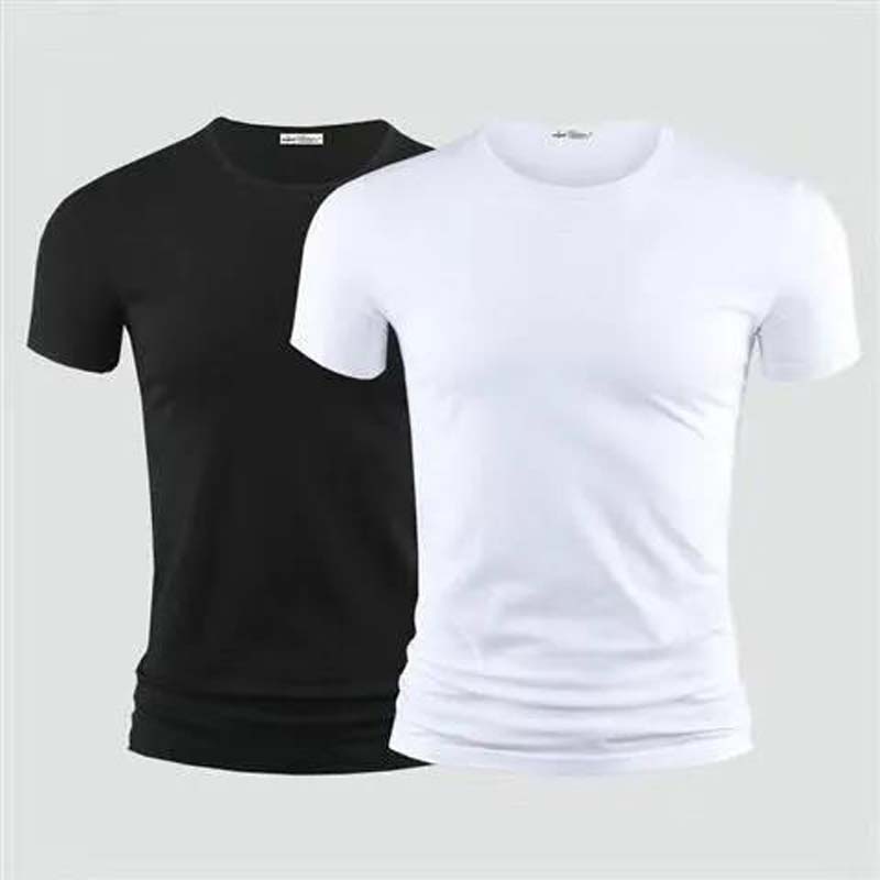 Short-sleeved T-shirt Men's Summer Half-sleeved Slim Solid Color White Round Neck Men's Bottoming Shirt