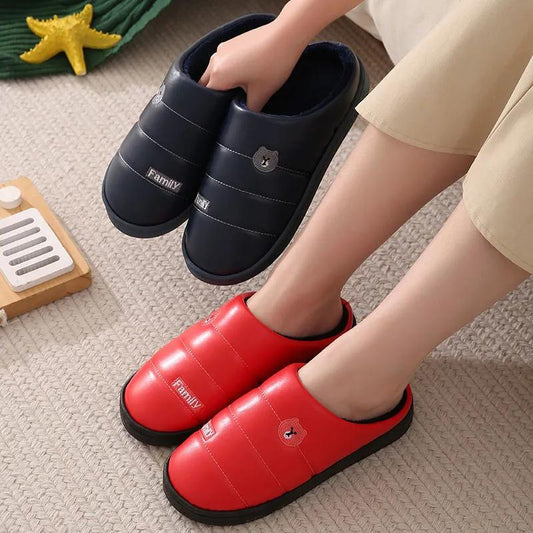 Women Winter Slippers 41 Cotton Shoes Men Plus Size Slides Thick Warm Slipper