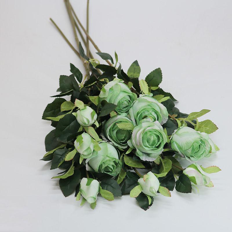 Artificial Rose Plastic Artificial Flower Home Living Room Retro Bouquet Set Bulgarian Rose Flower Arrangement Decoration