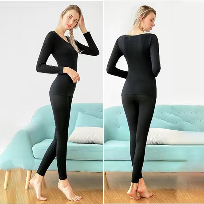 Women Long Sleeve Thermal Underwear Winter Thicken Tight Suit Sexy Pajamas Autumn Spring Windproof High Elasticity Slim Body Comfortable Breathable