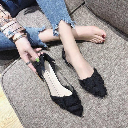 Flat Shallow Shallow Shoes Women Low-heeled Tassel Pointed Toe Shoes Low-heeled Ladies Casual Shoes Work Professional Shoes